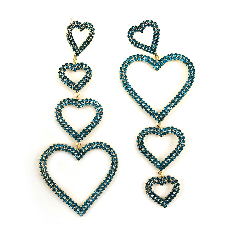 

Famous Heart-shaped CZ Maxi Big Statement Earrings For Women Wedding Party Bohemia pendientes mujer moda 2021