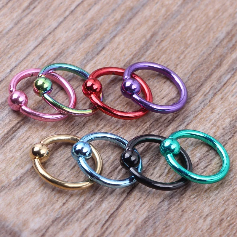 

1 PC Stainless Steel Ball Black Hoop Earrings Circle Captive Bead Ring Ear Nose Nostril Septum Helix Cartilage Piercing
