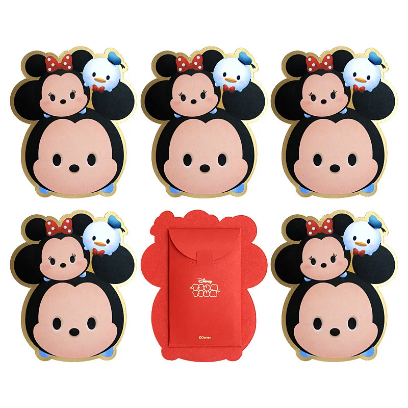 Disney-sobre rojo tridimensional de dibujos animados, Mickey Mouse, Mickey Mouse, idea para sellar el paquete de A&ntilde;o Nuevo-2