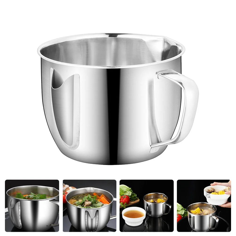 

1Pc Grease Strainer Grease Bowl with Mesh Strainer Kitchen Oil Filter (Silver)