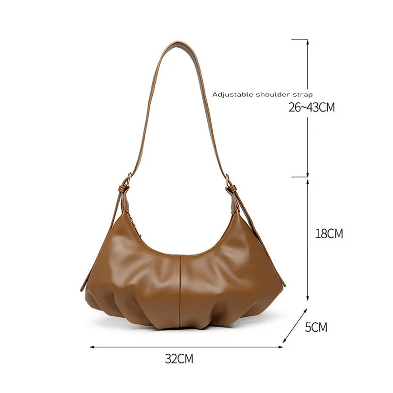 

Soft Leather Baguette Shoulder Bags Women Crossbody Underarm Zipper Bags Designer Solid Color Travel Handbags Girl Purse Clutch