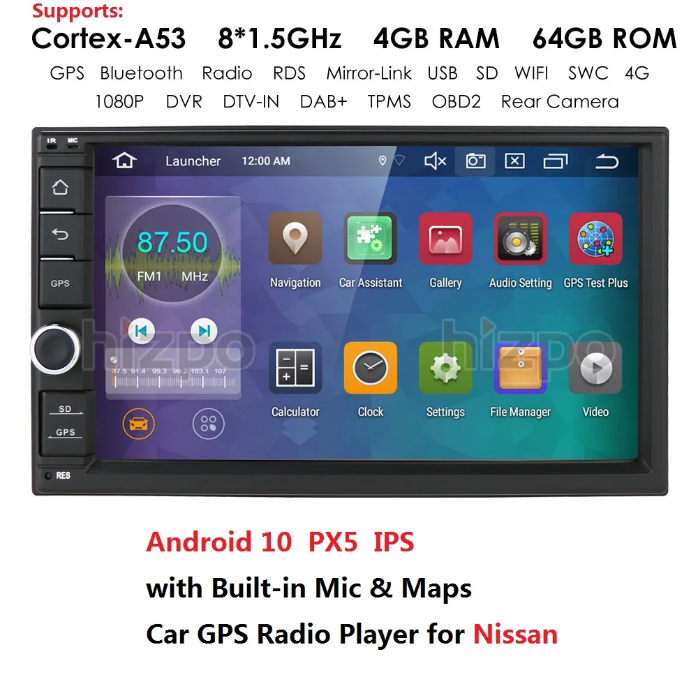 Автомобильный gps навигатор 2 din автомагнитола с bluetooth радио автомобильный