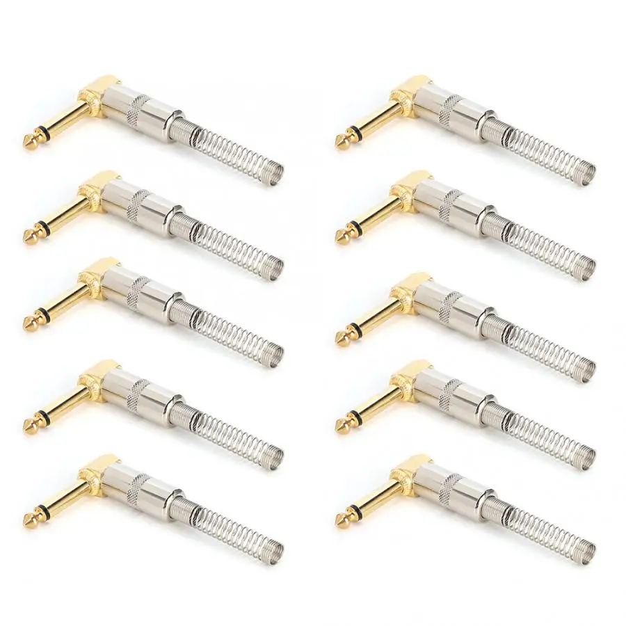 Золотое покрытие 90 градусный кривой Mono 6 35 мм Мужской электрогитара микрофон