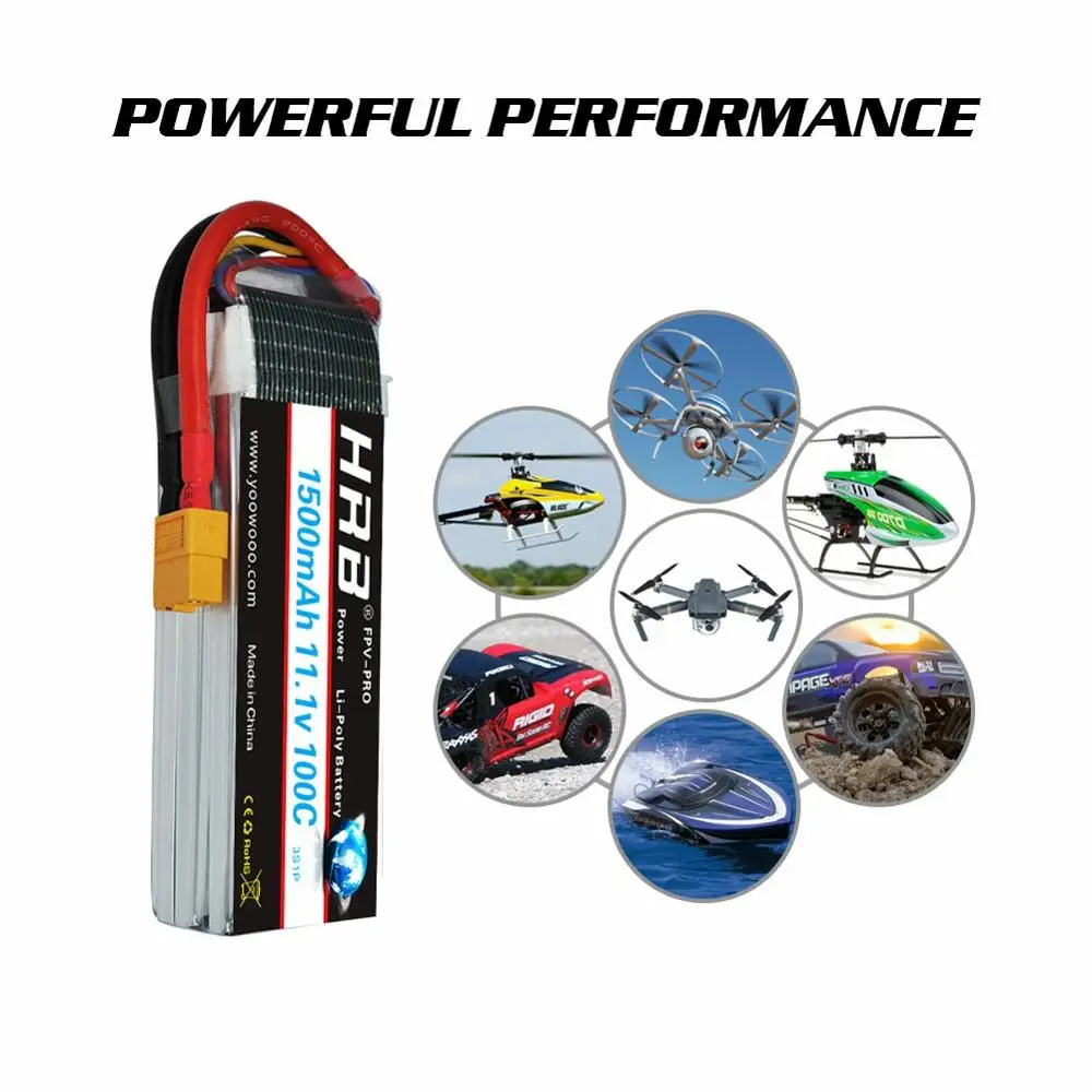 Аккумулятор HRB Lipo 2s 3S 4s 1300 мАч 1500 1800 2200 2600 для радиоуправляемого дрона Hubsan H501S