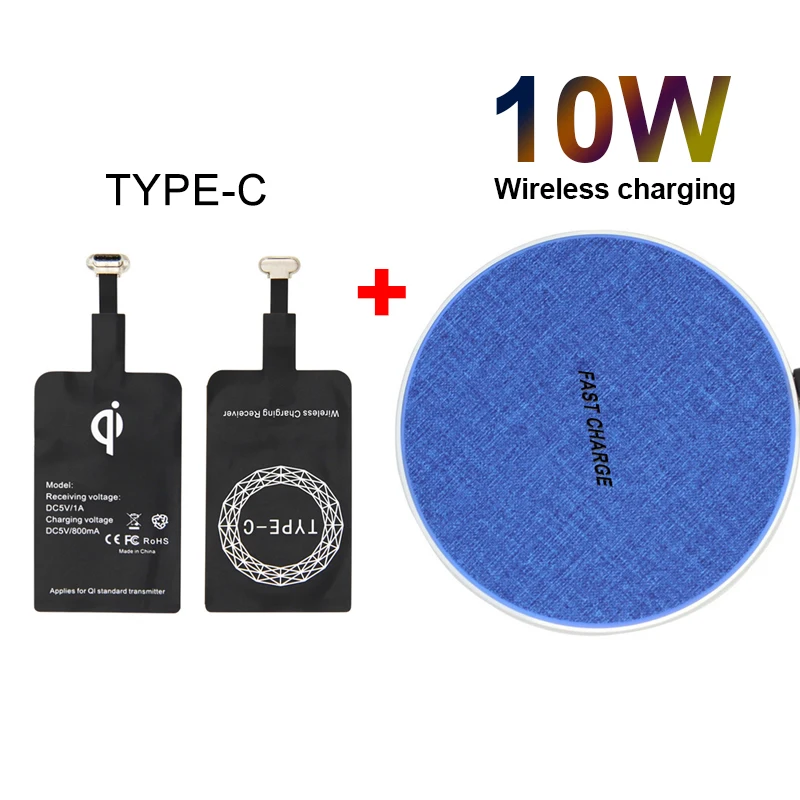 TYPE-C10W Qi Беспроводное зарядное устройство приемник USB беспроводной зарядный приемник для Android Micro usb type-C мобильный зарядный коврик патч - Тип штекера: TYPE-C10W