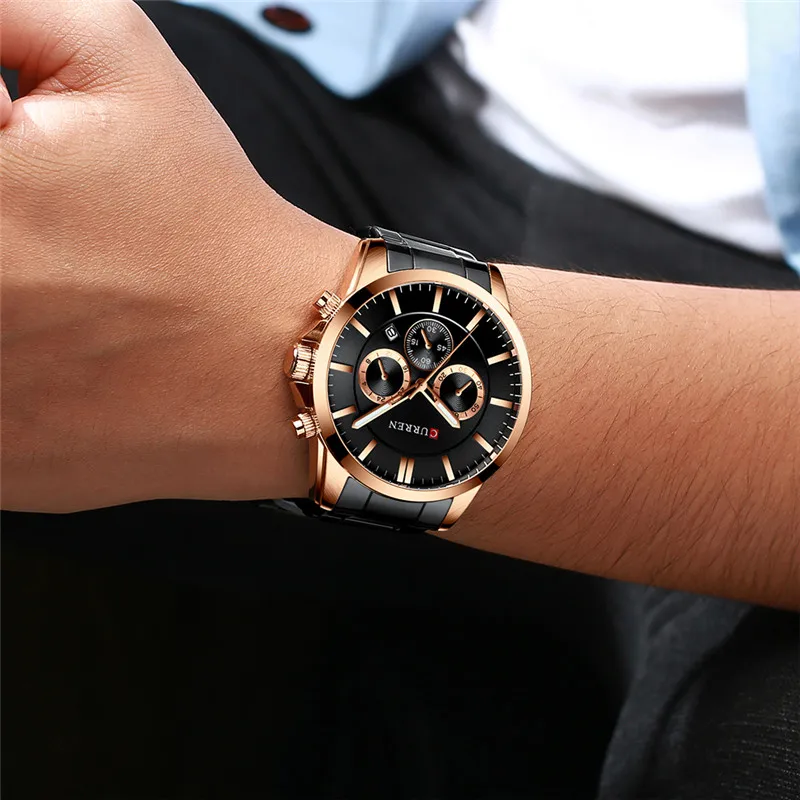 Часы наручные CURREN Мужские с хронографом спортивные брендовые Роскошные