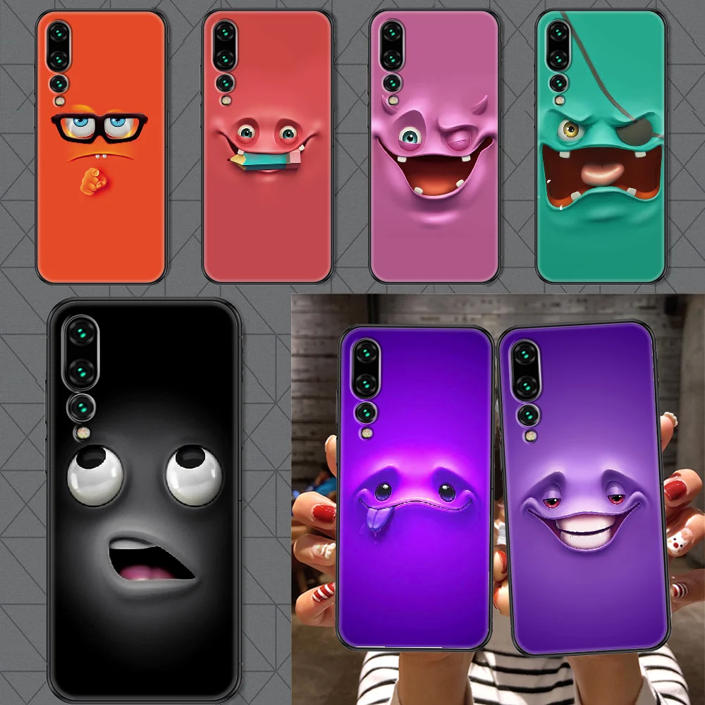 3D чехол для телефона с забавным лицом Huawei P Mate P10 P20 P30 P40 10 20 Smart Z Pro Lite 2019 черный