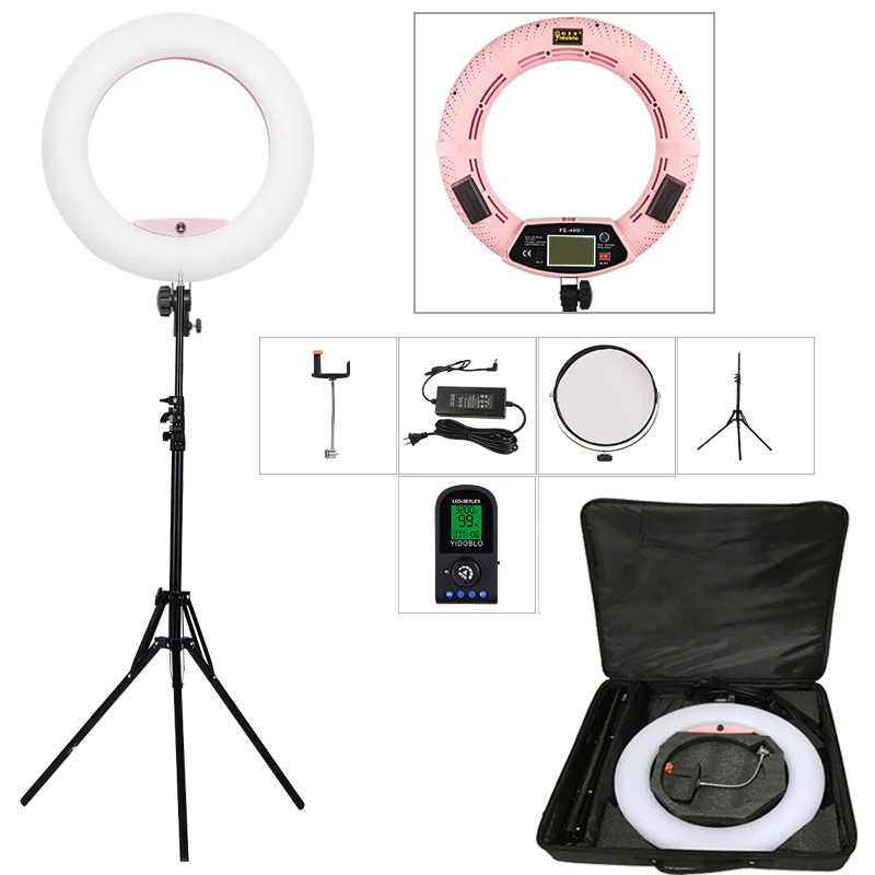 

Yidoblo FE-480II Remote Control Led Ring Light Lamp Kit LCD Display 96W 5600K Led Makeup Selfie Video Studio Light for Youtube