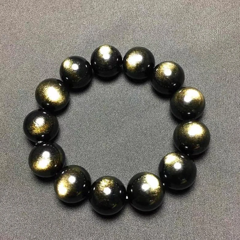 

Natural Double-eyes Golden Obsidian Bracelet Golden Round Loose Bead String Bracelet random delivery