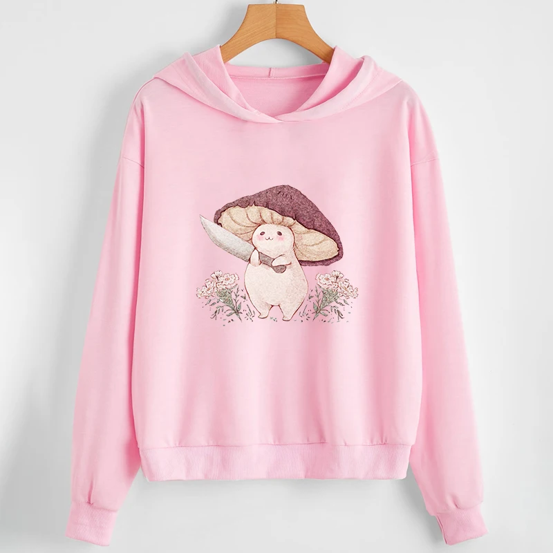 

Colorful Mushroom Print Funny Pattern Hoodies Aesthetics StreetWear New Harajuku Casual Sweatshirt Female Fashion Tops Clothing