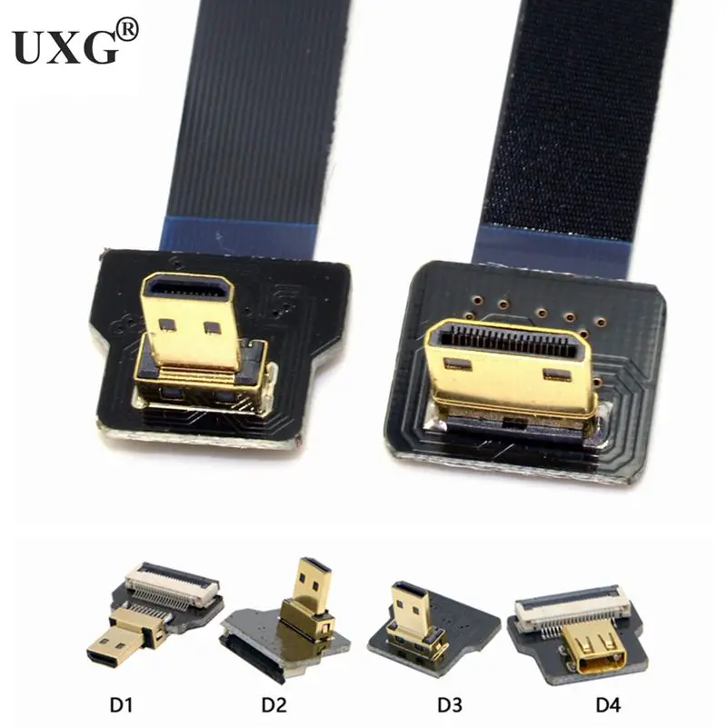 FPC HD-micro MINI HD-cable 90 Degree UP Down Left Right Angle Adapter For Raspberry Pi DJI UAV PTZ SLR Camera TV/Projector | Компьютеры и
