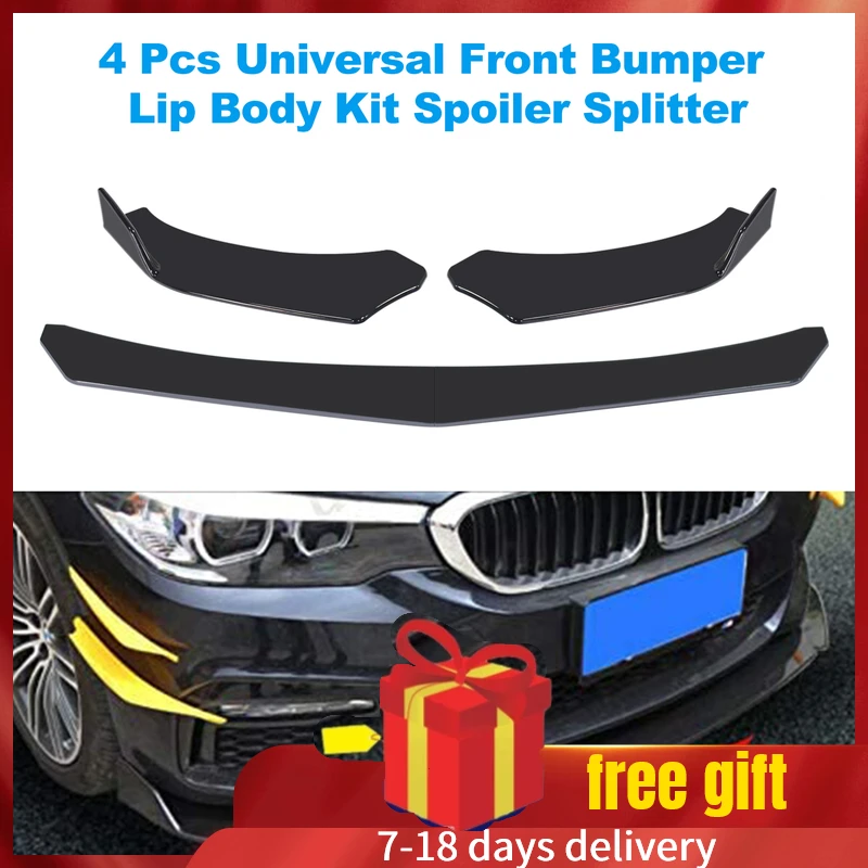 4 шт. передний бампер автомобиля губ/комплект тело спойлер разветвитель ABS Canard