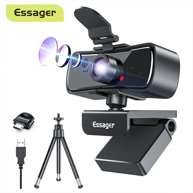

Essager C3 1080P Webcam 2K Full HD Web Camera for Computer Laptop Speaker Camera USB Web Cam With Microphone Autofocus Webcam