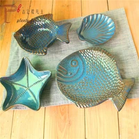 ocean wind ceramic tableware creative ceramic plate childrens dinner plate kiln baked starfish shell ceramic plate