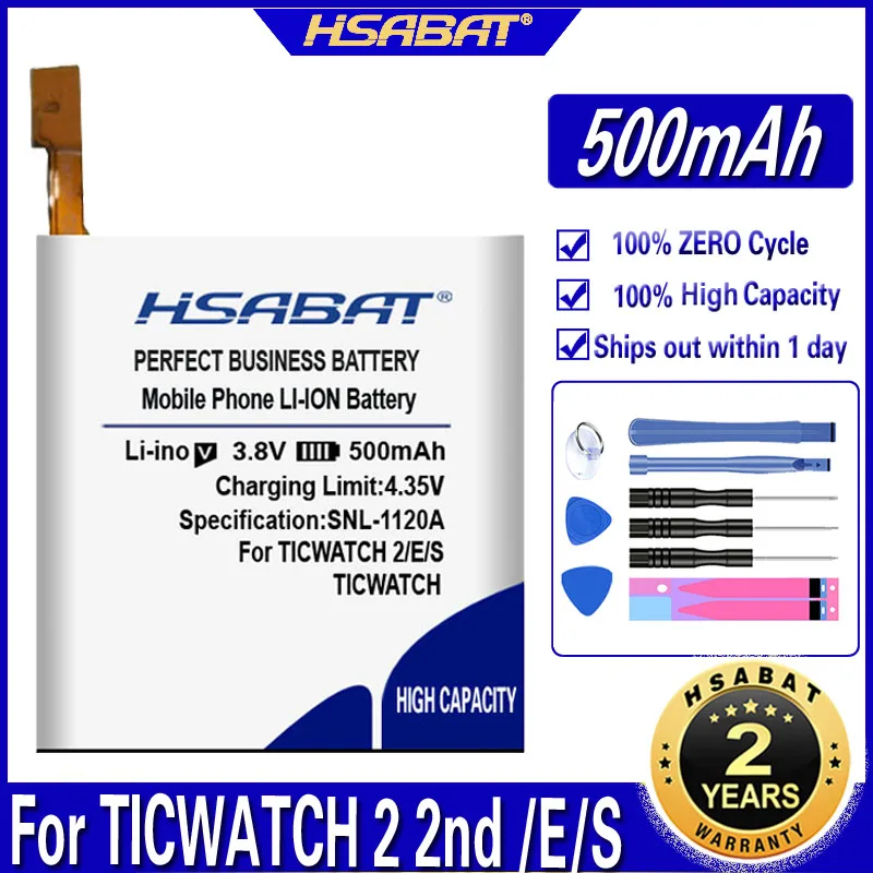 500mAh HSABAT Аккумулятор для TICWATCH 2 2nd Gen E S батареи|Аккумуляторы мобильных телефонов| |