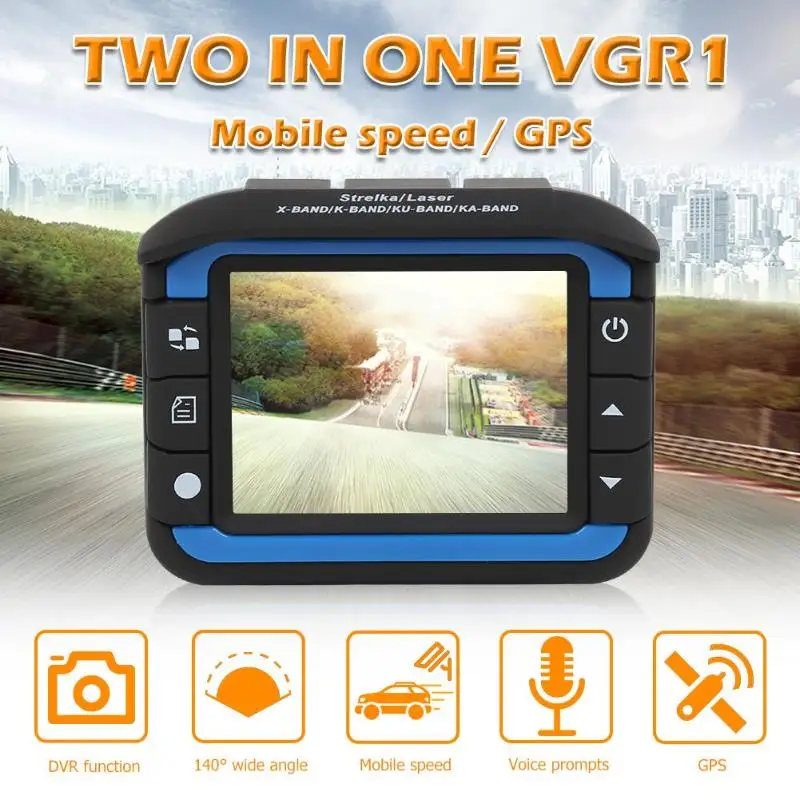 VGR1 2 в 1 Автомобильный видеорегистратор радар детектор мульти камера скорости w/ 12V