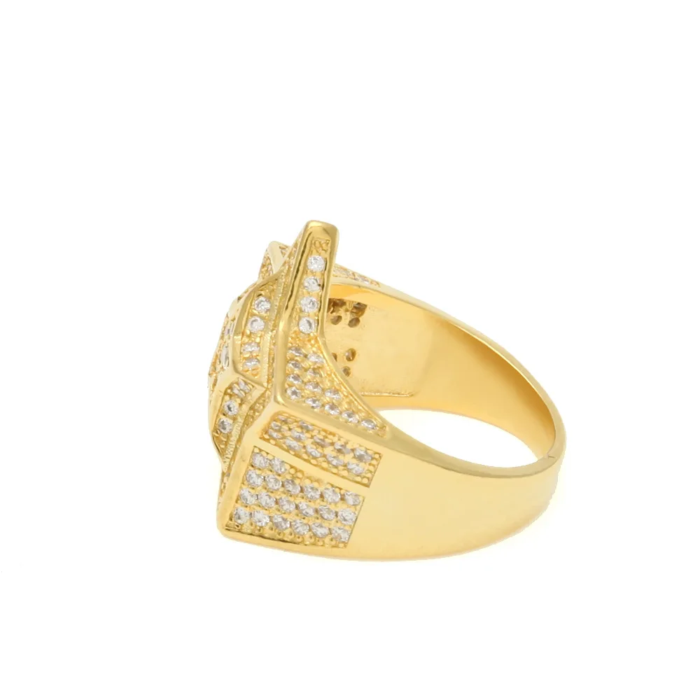 

Hot Selling Hip Hop Five Star Rings Men's Gold Silver Color Iced Out Cubic Zircon Jewelry Ring Gifts For Men Women