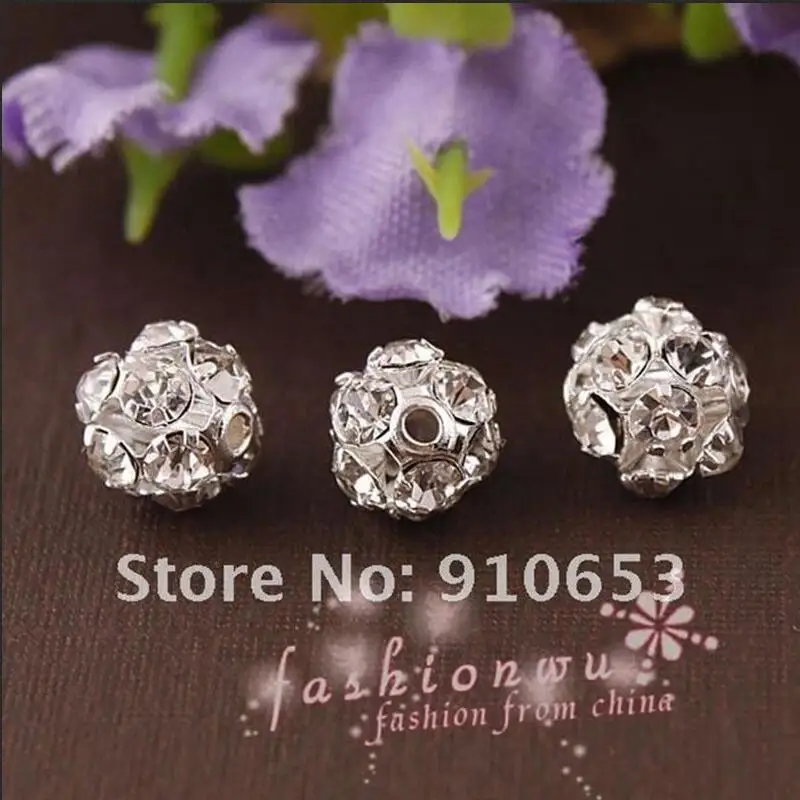 Посеребренные пустые бусины стразы 50 шт. 6 мм (0837)|bead ring|bead accesoriesbead supplier |