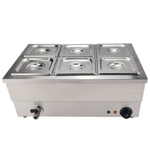 6 танков Bain Marie буфет коммерческий Электрический подогреватель пищи глубокая суповая плита из нержавеющей стали суповый бассейн для ресторана отеля кухни 6 танков Bain Marie буфет коммерческий Электрический подогреватель пищи глубокая суповая плита из нержавеющей стали суповый бассейн для ресторана отеля кухни