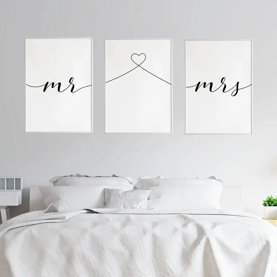 Постер Мистер любовь миссис Скандинавская Настенная картина с цитатами для