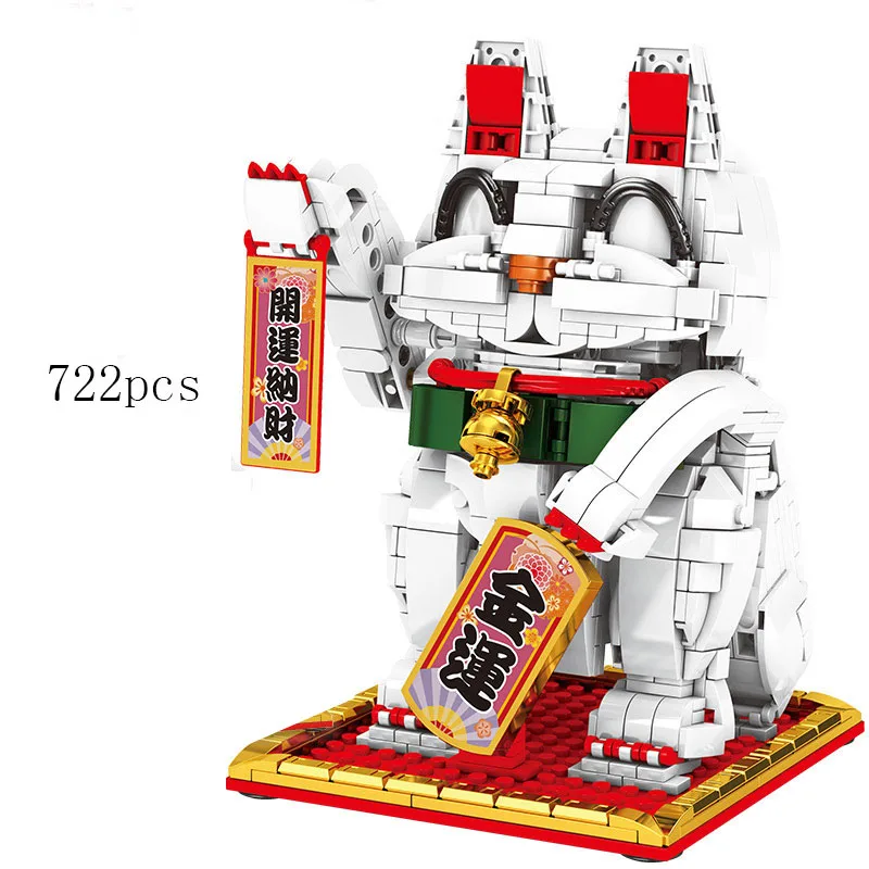 

New Creator USB Technic Wealth Lucky Cat Model Building Blocks City Creative DIY Electric Animal Bricks Toys For Children Gift