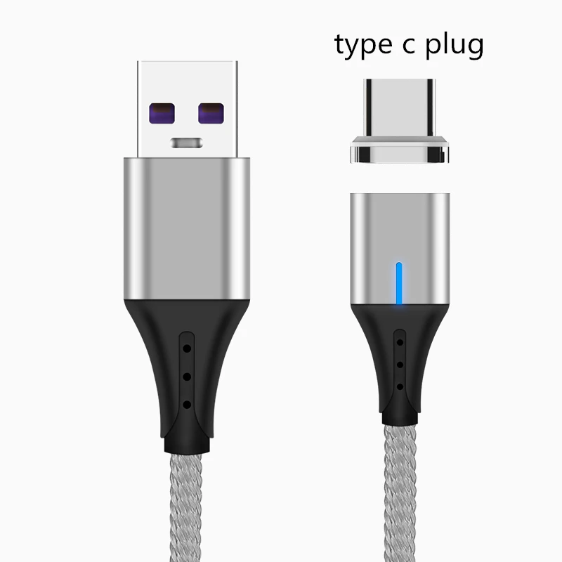 Магнитный кабель 5A Supercharge Micro usb type C, зарядный провод для huawei P30 P20 mate 20 Pro, линия быстрой зарядки для iPhone XS MAX - Цвет: Silver Type-C