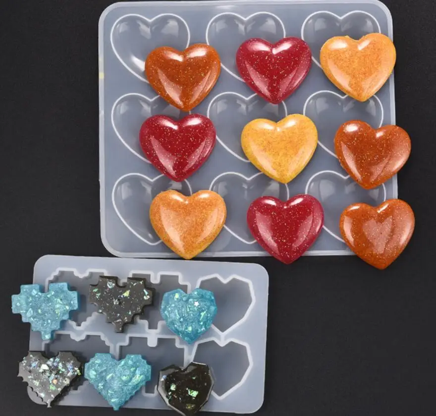 

3D Heart Shape Silicone Mold Casting For Resin Jewelry Making Epoxy UV Jewelry Tools Silicone Moulds For DIY Keychain Pendants