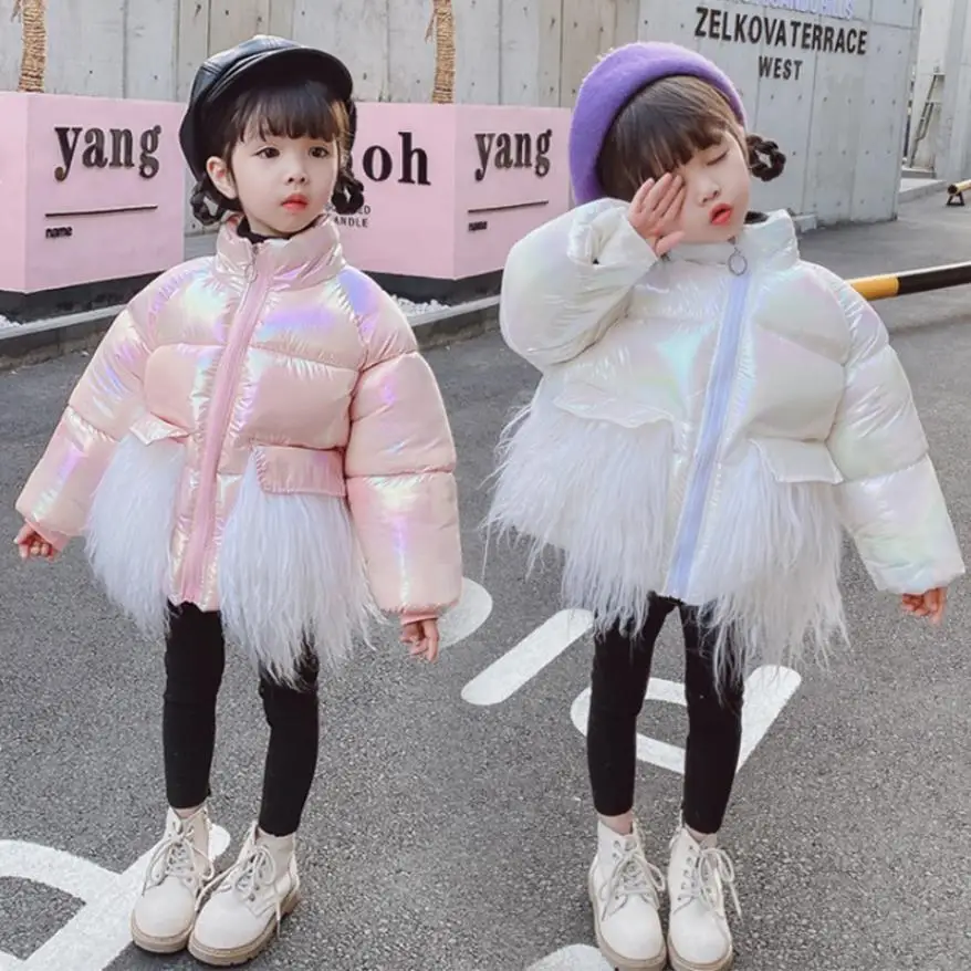 Милые меховые Лоскутные короткие куртки с кисточками для девочек Детские