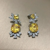 bilincolor classic yellow cubic zircon drop earrings