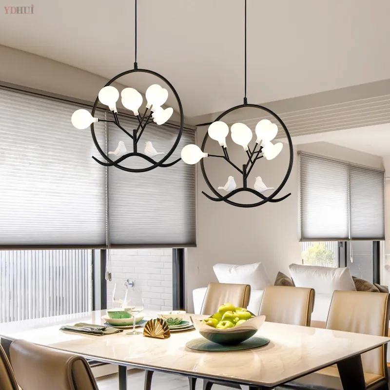 Птица клетка кольцо люстра лампа Скандинавский дизайн ветка дерева для дома
