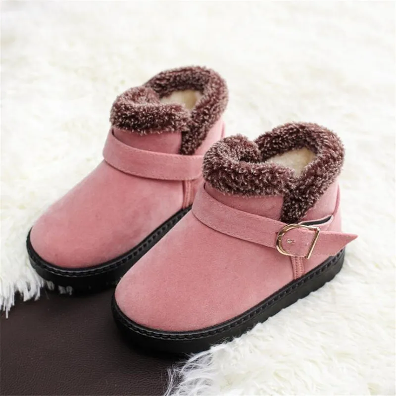 Pink MHYONS/зимняя обувь для мальчиков; модные детские зимние ботинки; размеры 21-32; Детские теплые зимние ботинки на толстом меху; сапоги для маленьких девочек - Цвет: Pink