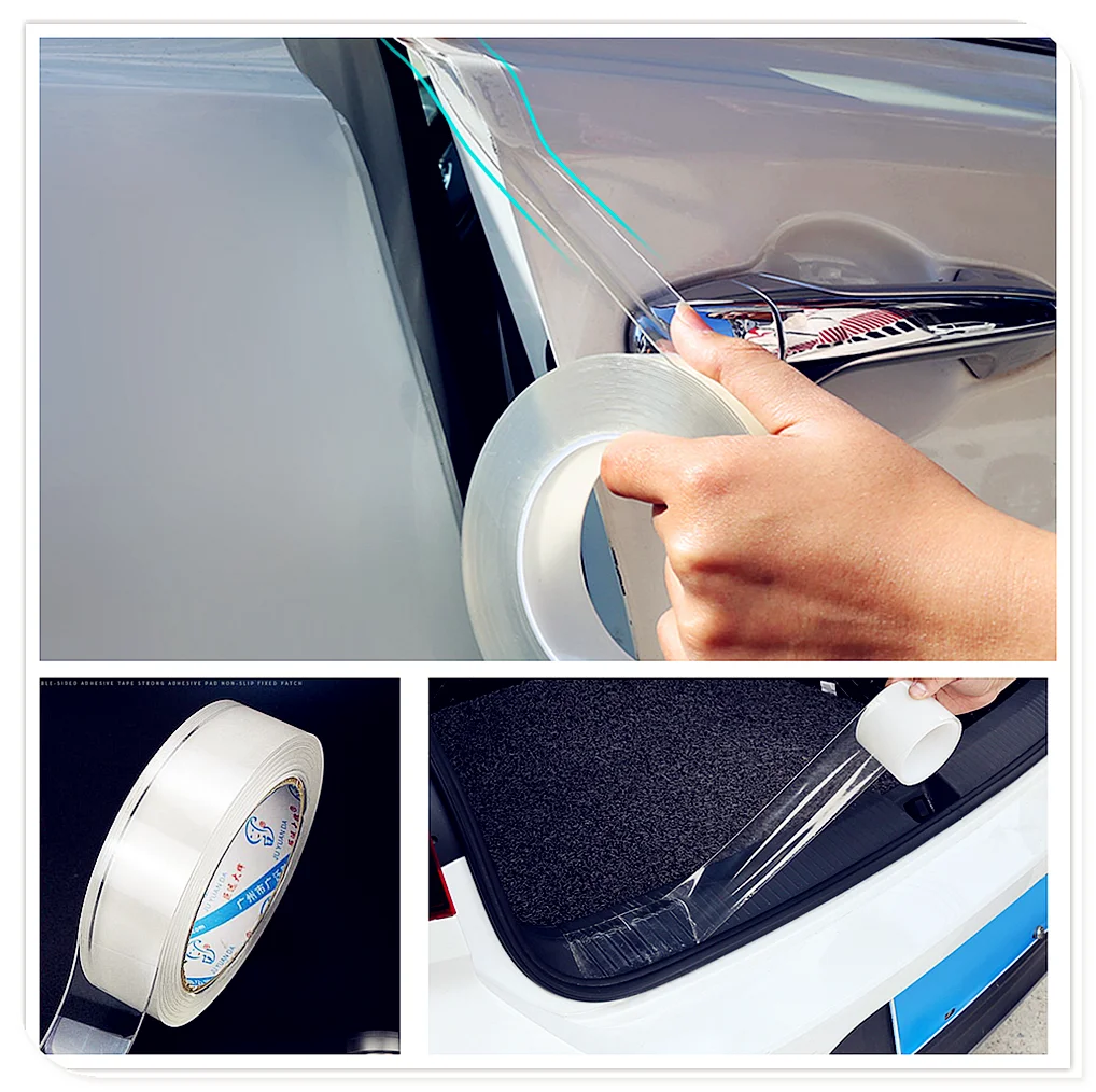 Автомобильная прозрачная двухсторонняя наклейка на дверь клейкая лента для