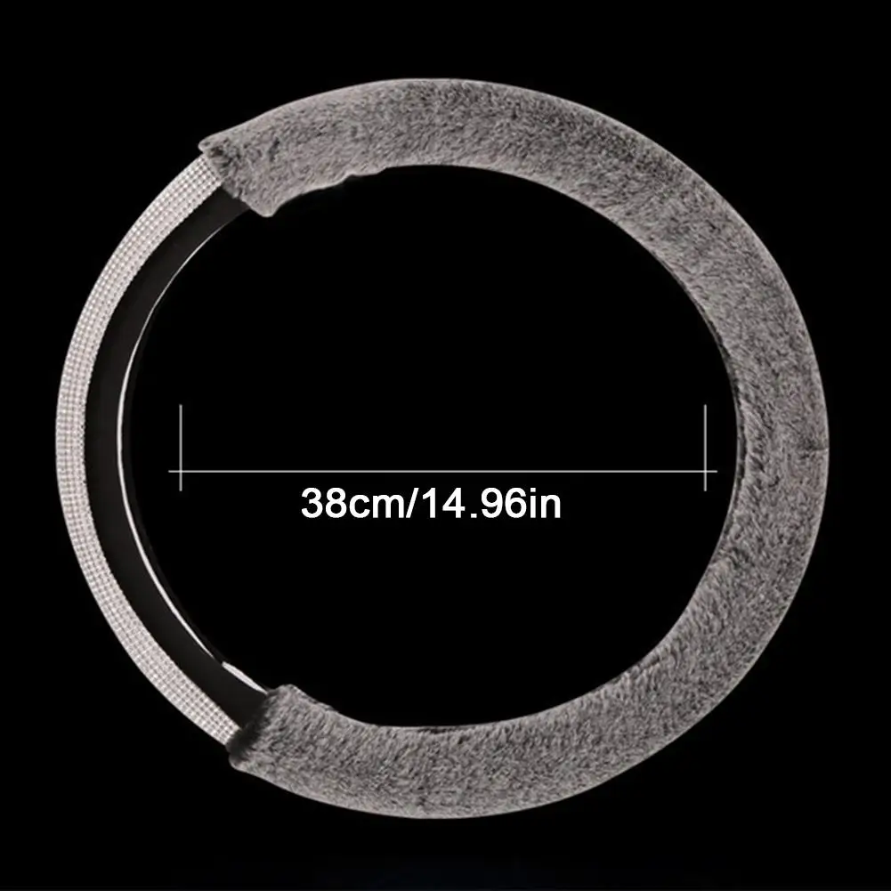 

Universal Car Steering Wheel Cover Plush Luxury Diamond Steering Wheel Cover for Girls Lady Winter Warm Steering Wheel Cover