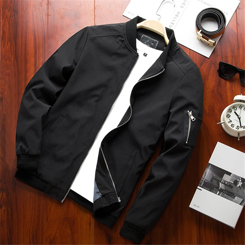 

Men Bomber Jacket Thin Slim Long Sleeve baseball Jackets Windbreaker Zipper Windbreaker Jacket Male Outwear Brand Clothing 6580
