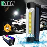 usb rechargeable cob work light solar charging led flashlight waterproof camping lantern 3 modes torch with power display lamp