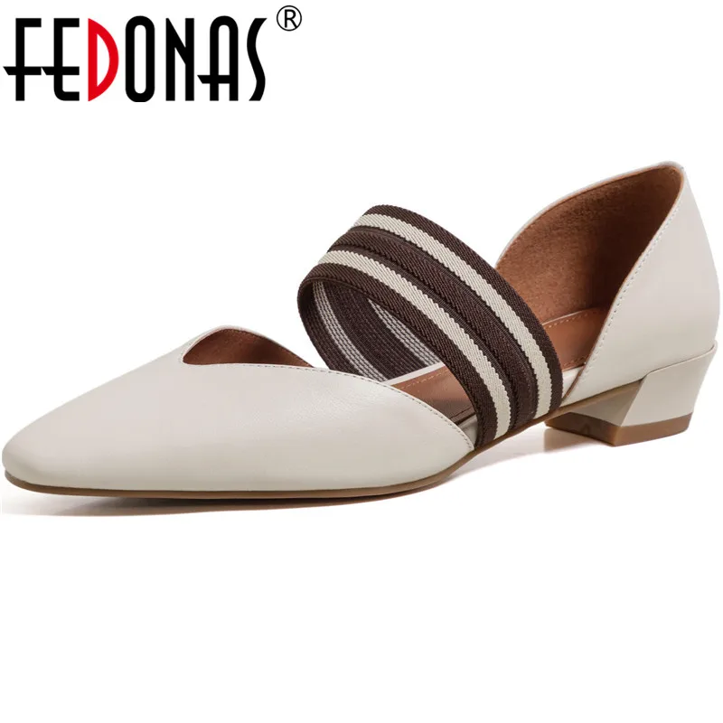 

Женские туфли-лодочки с острым носком FEDONAS, коричневые туфли из натуральной кожи на толстом каблуке, элегантные туфли на лето 2021