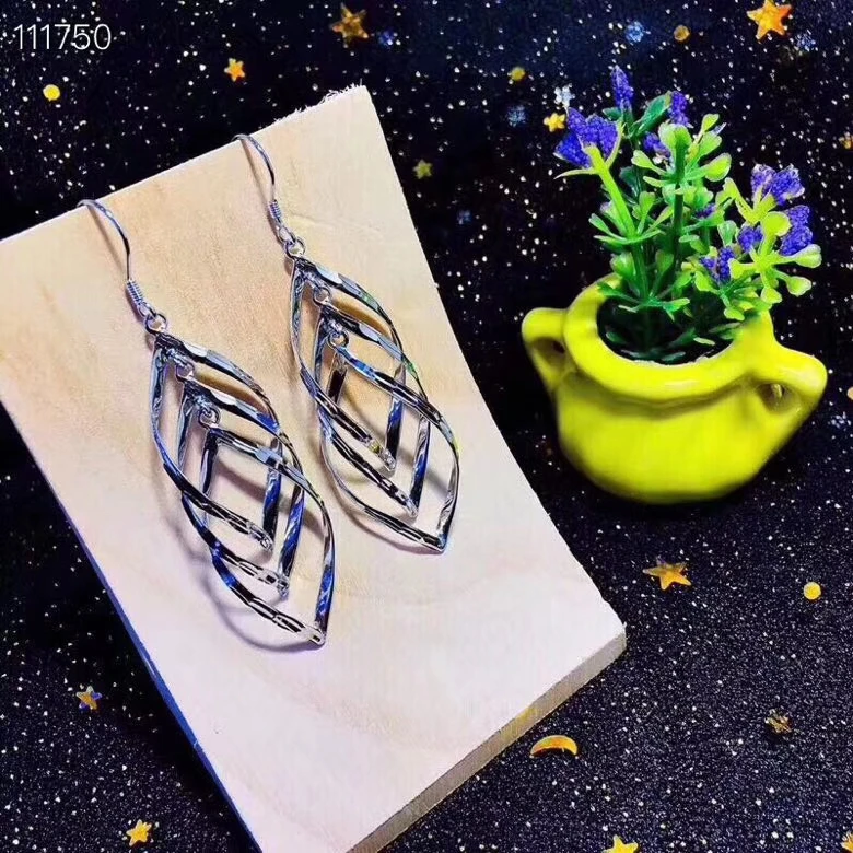 Новые стильные серебряные висячие серьги Крючки для женщин чистое Настоящее