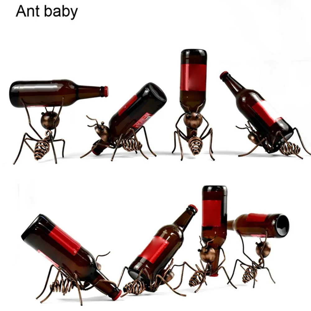 

1pcs Metal Ant Wine Bottle Holder Creative Small Wine Rack Cocktail Bottle Holder Countertop Home Kitchen Desk Bar Decoration