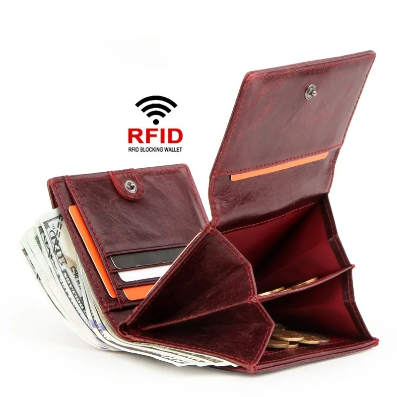 European and American fashion RFID anti-theft brushed leather women's wallet trendy tri-fold women's wallet