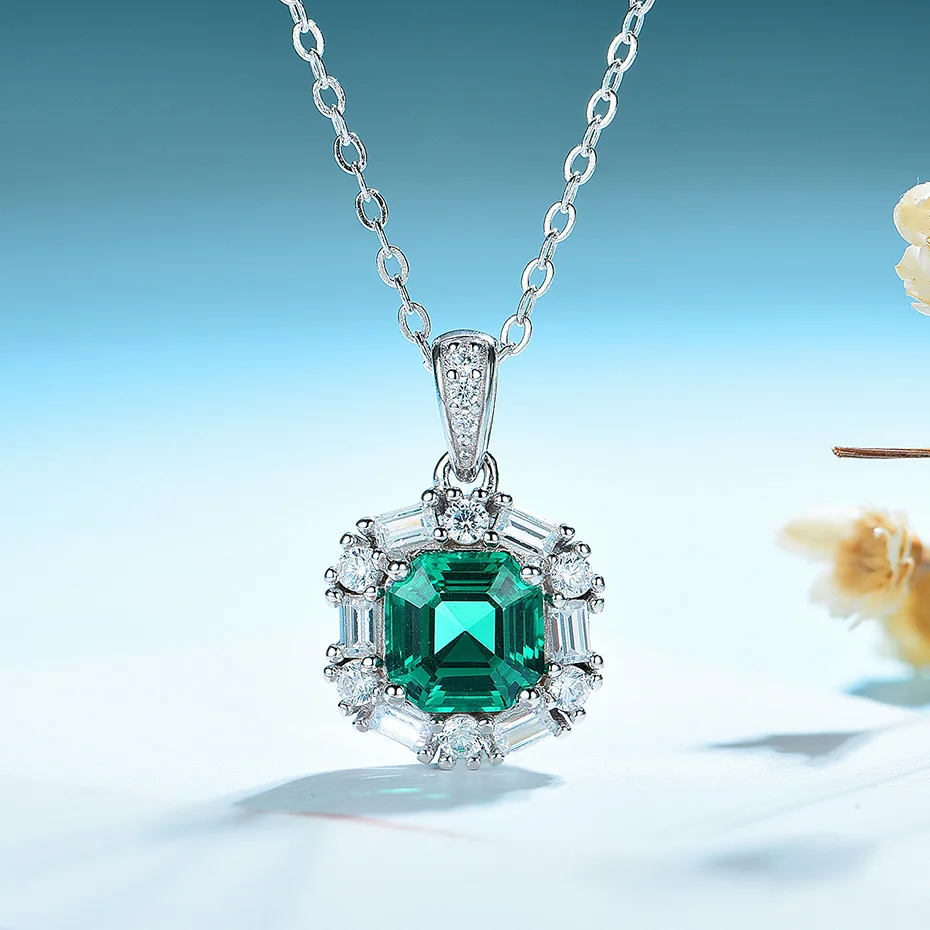 Kuololit Asscher Emerald gemstone Luxury Jewelry Set for Women Real 925 Sterling Silver Green Ring Earrings Bridal | Украшения и