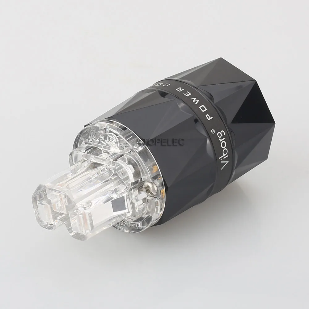 VIBORG Clear Diamond Shell Rhodium Plated 99.998% Pure Red Copper US Male Plug / IEC Female Power Connector HiFi Audio DIY 503 |