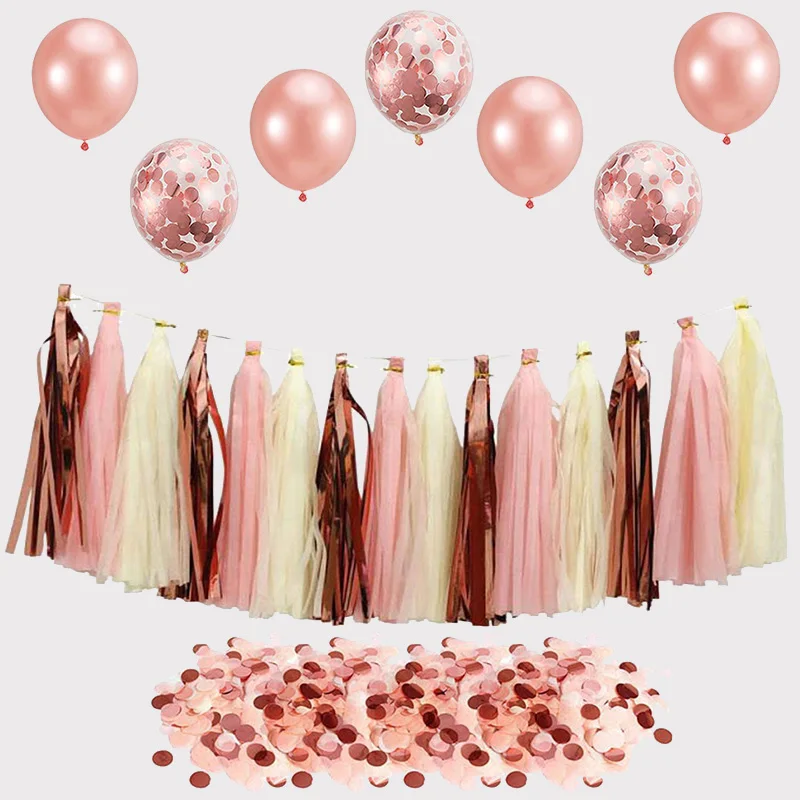 

Paper Tassel Banner First Happy Birthday Party Decorations Adult Kids Baby My 1st Boy Girl Confetti Balloons Rose Gold Unicorn