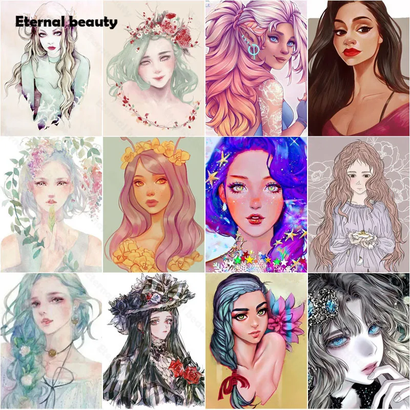 

Diamond Painting Cartoon Girls Handpainted Cross Stitch Kits Full Diamond Embroidery Pictures of Rhinestones Diamond Mosaic Gift