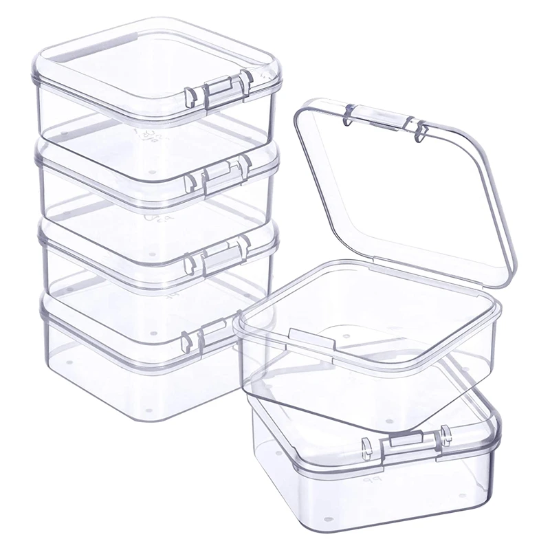 

6 Pieces Mini Plastic Clear Storage Box for Collecting Small Items, Beads, Jewelry, Business Cards