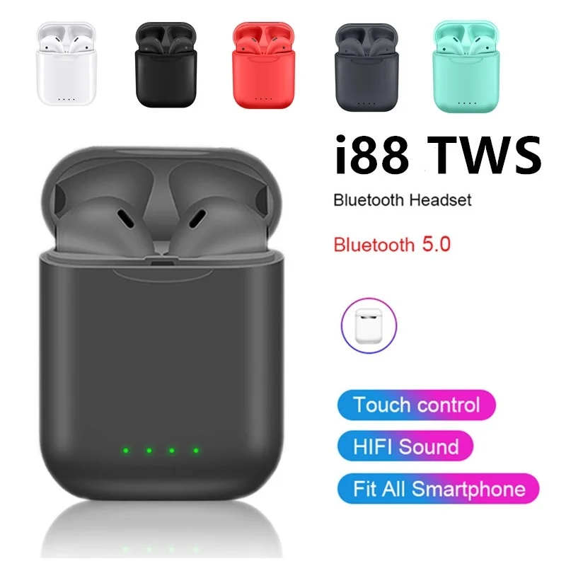 I88 TWS Bluetooth 5 0 наушники мини беспроводной сенсорный контроль вкладыши для Iphone и Android с зарядным устройством
