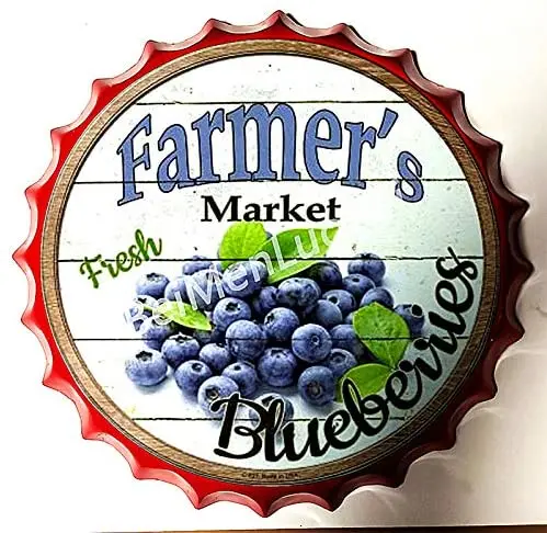 

Retro Sign Market Brand Bottle Caps Retro Metal Tin Sign Diameter 13.8 Inches - Home Decor Bar Plaque Lounge Man Cave Garage