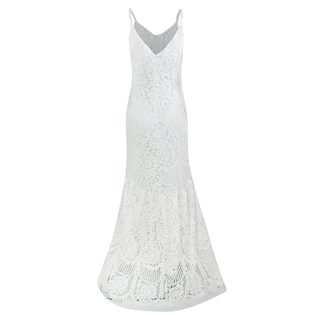 Женское вечернее платье без рукавов белое кружевное однотонное с открытой
