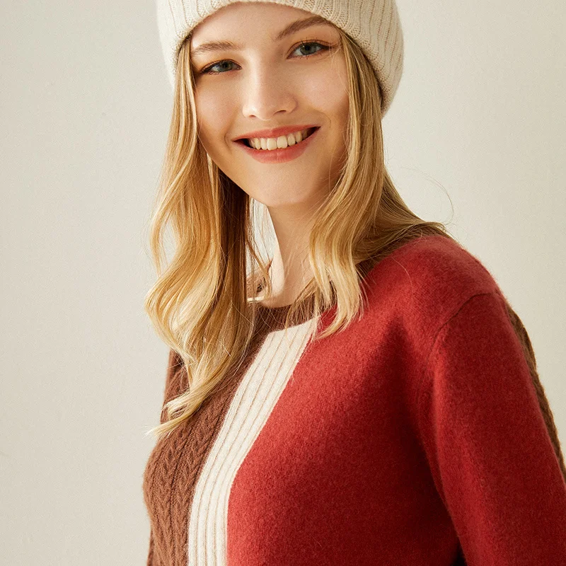 

Autumn/Winter 2020 new fashion 100% pure cashmere sweater loose long sleeve women's knitting sweater round neck