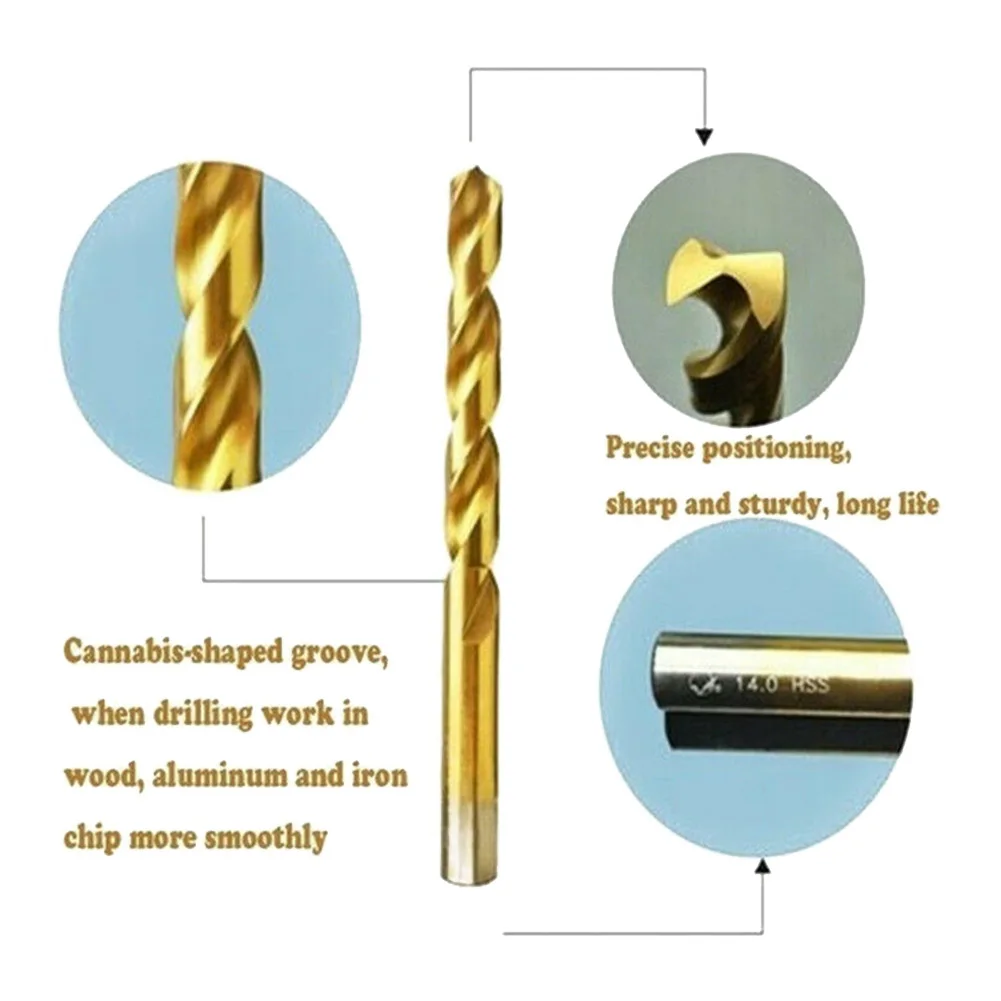 

50pcs HSS Home Building DIY Woodworking Tools Accurate Titanium Coated Drill Bit Set Spiral Grooves Twisted Positioning