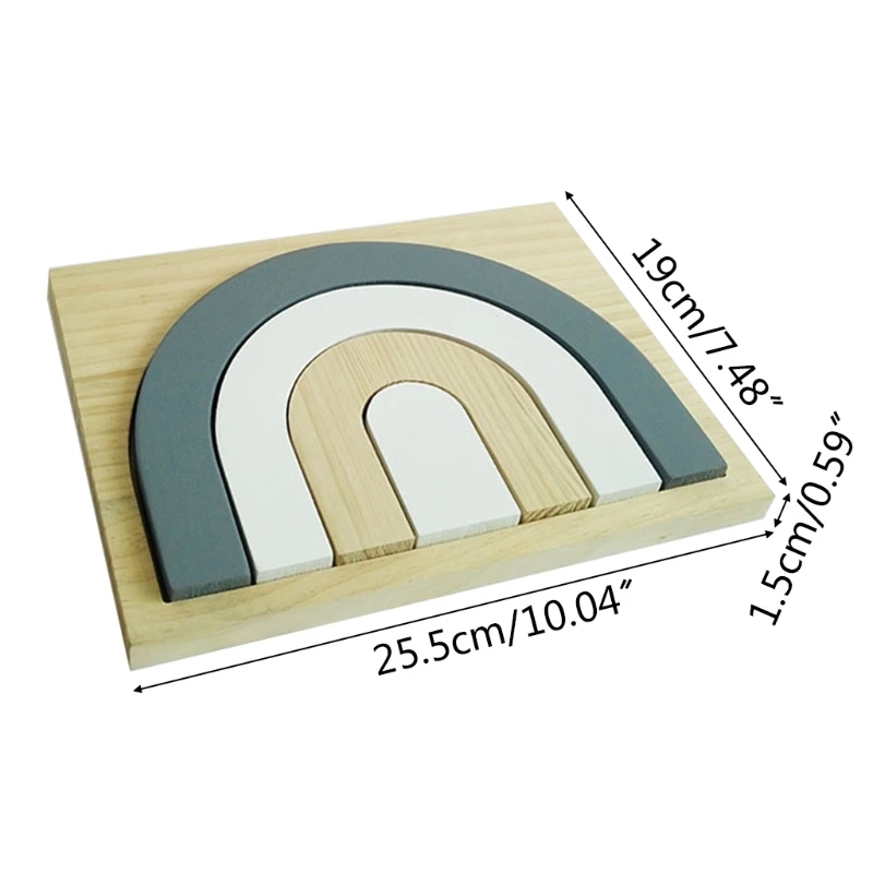 

OOTDTY Baby Children Wood Rainbow Stacking Game Building Block Kids Creative Educational Montessori Toys Gifts